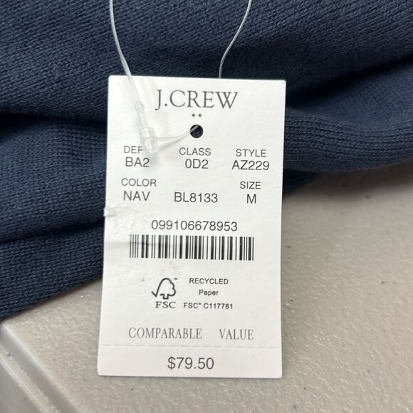 J. Crew Factory AZ229 Navy Cotton Crewneck Sweater size medium NWT - Picture 5 of 9
